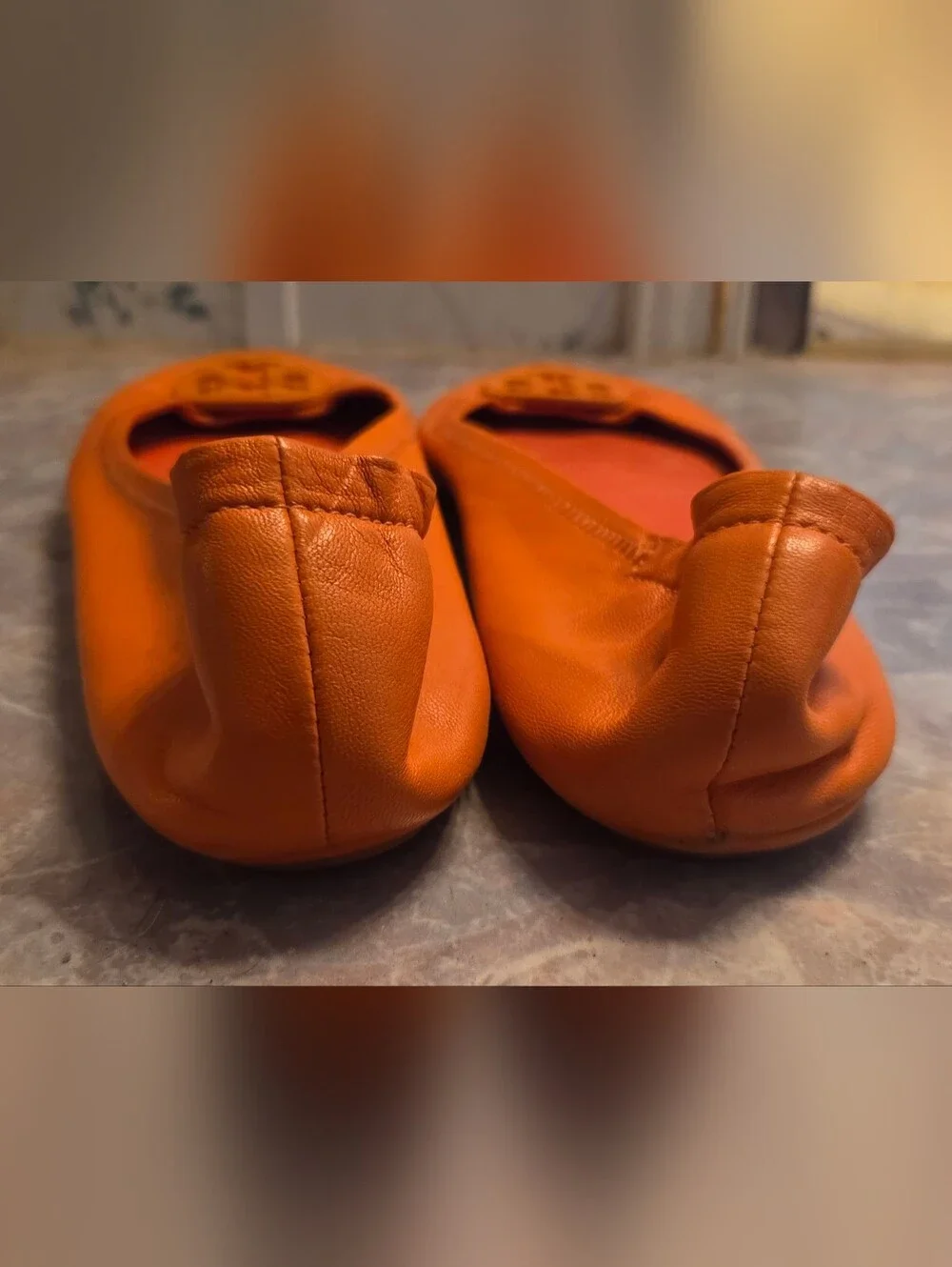 Tory Burch Women’s Orange Leather Ballet Flats